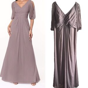 Azazie Floor Length Dress Bridesmaid | Hazelnut | Size 18